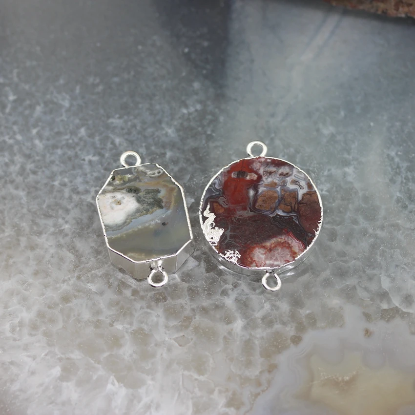 Natural Ocean Stones Slab Beads silvers Edged Pendant,Round Coin octagonal Shape jaspers connector Gems Jewelry 5Pcs/lot
Natural Ocean Stones Slab Beads silvers Edged Pendant,Round Coin octagonal Shape jaspers connector Gems Jewelry 5Pcs/lot