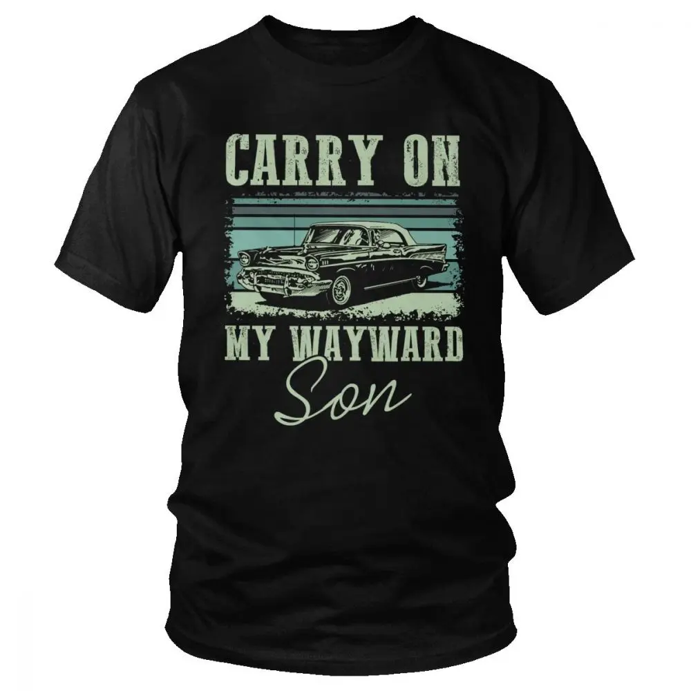 Retro Carry On My Wayward Son Supernatural T Shirt Men Pre-shrunk Cotton Graphic T-shirt O-neck Short Sleeved Car Film Fans Tee
Retro Carry On My Wayward Son Supernatural T Shirt Men Pre-shrunk Cotton Graphic T-shirt O-neck Short Sleeved Car Film Fans Tee