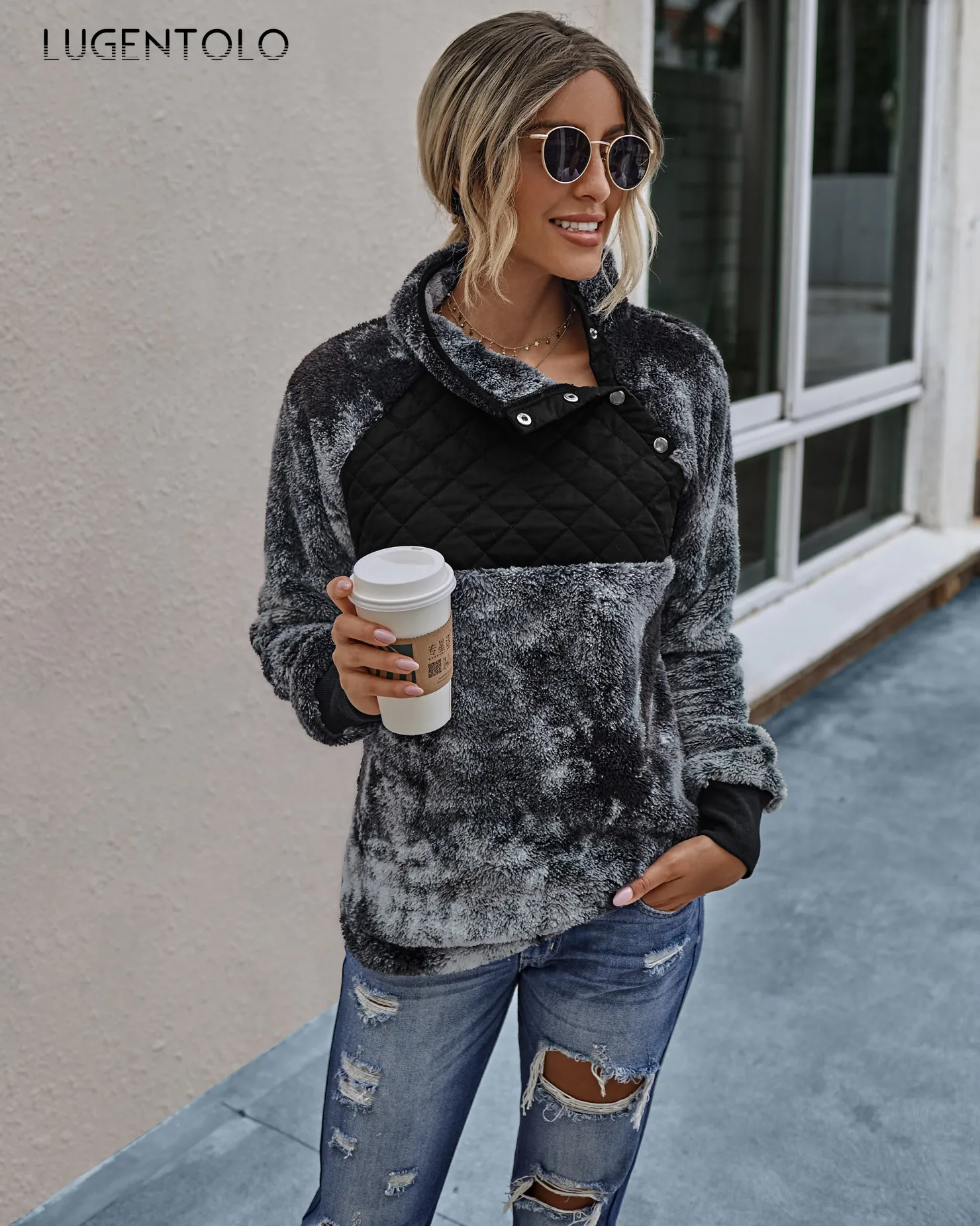 Women Sweatshirt Splice Plush Tie-dyed Tops Autumn Winter Fashion Long Sleeve Female Casual Sweatshirts Lugentolo
Women Sweatshirt Splice Plush Tie-dyed Tops Autumn Winter Fashion Long Sleeve Female Casual Sweatshirts Lugentolo