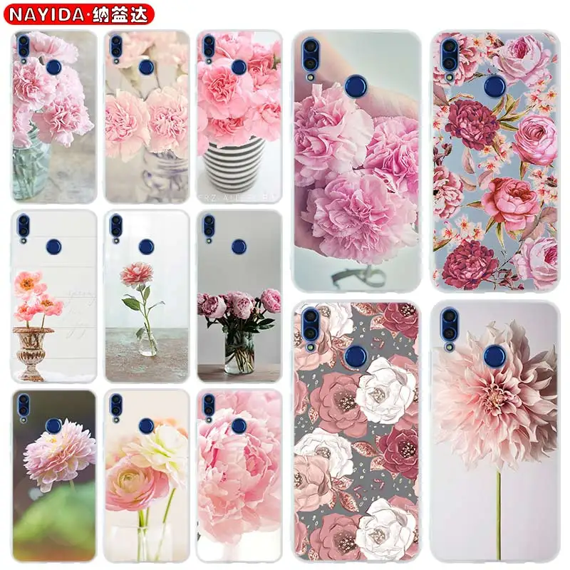 

Soft Silicone Case For Huawei Honor 30 20 10 7a Pro 9 9X Lite 30a 9a 8a 8X 10i 20i Cover Pink Flower Peony On The Vase