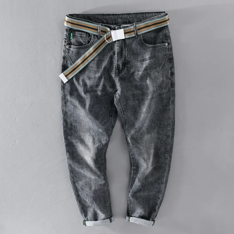 Джинсы мужские Стрейчевые до щиколотки, стильные брюки из хлопка в стиле ретро, штаны с поясом, одежда для мужчин, весна-лето
Джинсы мужские Стрейчевые до щиколотки, стильные брюки из хлопка в стиле ретро, штаны с поясом, одежда для мужчин, весна-лето