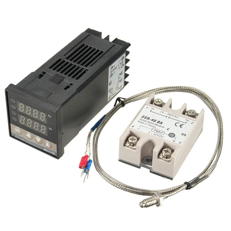Цифровой регулятор температуры 110-240 в PID REX-C100 + 40 А SSR + K термопара
Цифровой регулятор температуры 110-240 в PID REX-C100 + 40 А SSR + K термопара