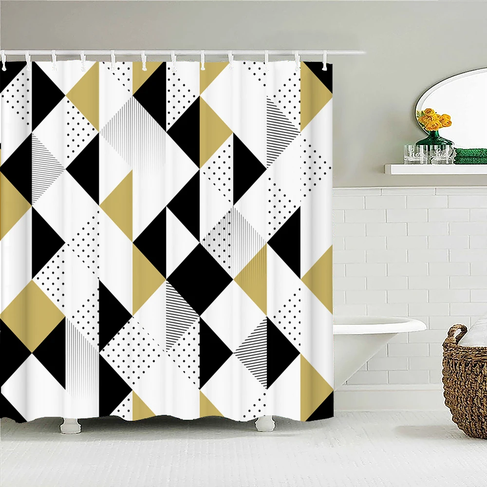 Colorful Geometry Pattern Waterproof Shower Curtain Bathroom Curtains Striped Rhombus Bath Screen Bathroom Decor With Hooks
Colorful Geometry Pattern Waterproof Shower Curtain Bathroom Curtains Striped Rhombus Bath Screen Bathroom Decor With Hooks