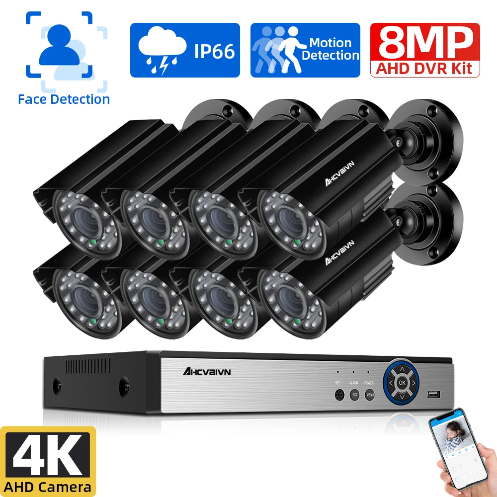 8MP Ultra HD 8CH DVR CCTV AHD Camera Security System 4K IP66 Waterproof Outdoor Infrared Night Vision Video Surveillance Kits
8MP Ultra HD 8CH DVR CCTV AHD Camera Security System 4K IP66 Waterproof Outdoor Infrared Night Vision Video Surveillance Kits