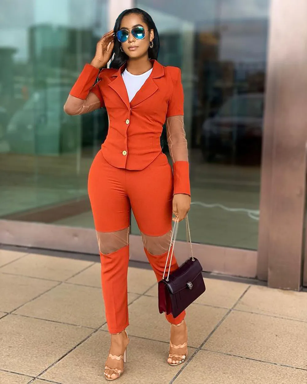 Echoine Turn Down Collar Sheer Mesh Patchwork Sleeve Blazer Top Pants Set Casual Elegant OL Office Ladies Blazer Set 2 Piece Set
Echoine Turn Down Collar Sheer Mesh Patchwork Sleeve Blazer Top Pants Set Casual Elegant OL Office Ladies Blazer Set 2 Piece Set