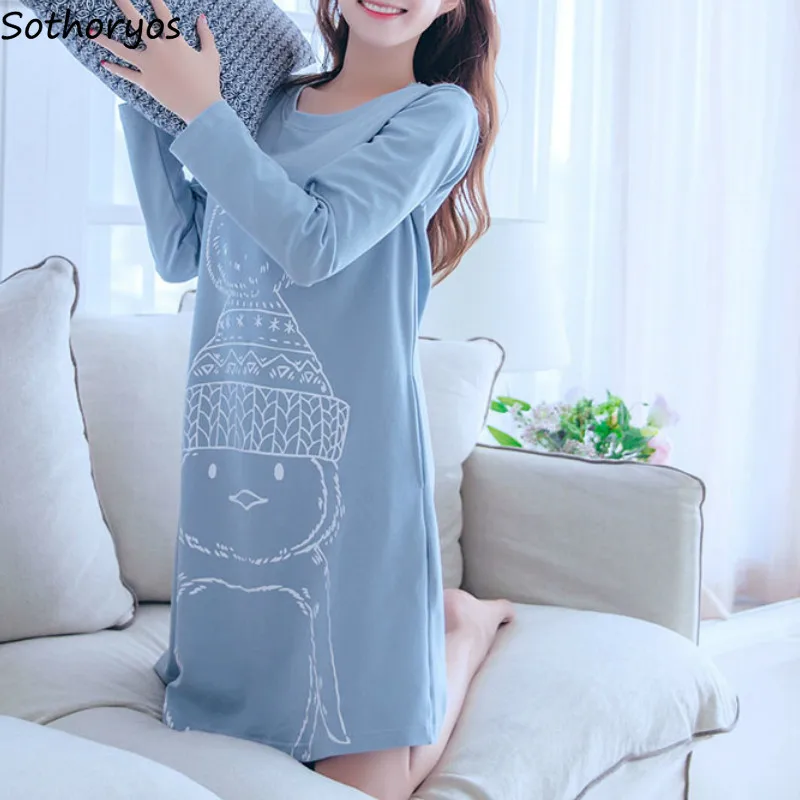 Sleepshirts Women Cotton Long Sleeve O-neck Knee-length Womens Korean Style Simple All Match High Quality Comfortable Females
Sleepshirts Women Cotton Long Sleeve O-neck Knee-length Womens Korean Style Simple All Match High Quality Comfortable Females