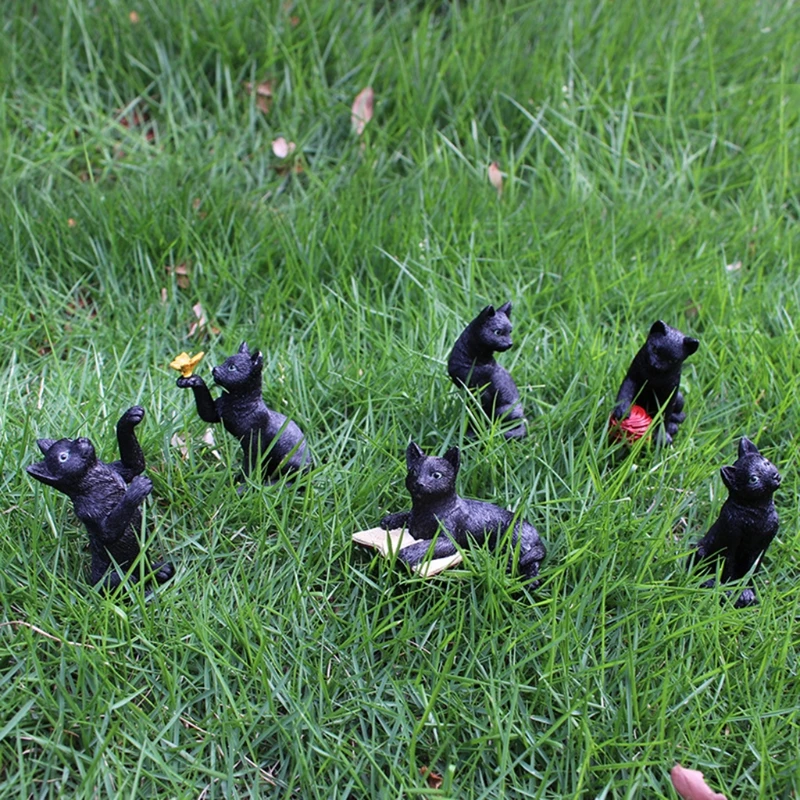 6Pcs Miniature Resin Black Cat Figurine with Glow in The Dark Luminous Eyes Garden Stake Statues Yard Halloween Decor
6Pcs Miniature Resin Black Cat Figurine with Glow in The Dark Luminous Eyes Garden Stake Statues Yard Halloween Decor