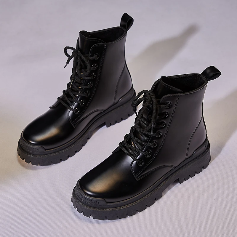 2020 Winter Fashion Classic All-match Martin Boots Leather All Black Pink Lace-up Round Toe Low Heel Short Boot Women Shoes New
2020 Winter Fashion Classic All-match Martin Boots Leather All Black Pink Lace-up Round Toe Low Heel Short Boot Women Shoes New