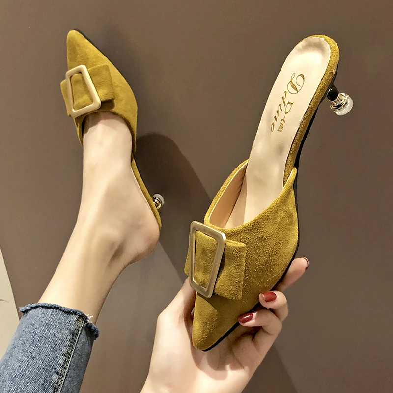 Cover Pointed Toe Women Shoes Woman Slippers Mules Summer New Fashion Solid Flock Buckle High Heels Ladies Casual Shoes Slides
Cover Pointed Toe Women Shoes Woman Slippers Mules Summer New Fashion Solid Flock Buckle High Heels Ladies Casual Shoes Slides