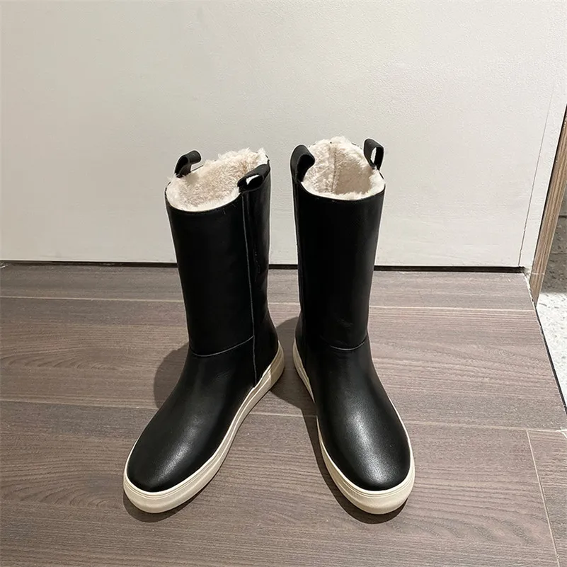 ANNYMOLI Natural Genuine Leather Snow Boots Flat Platform Mid Calf Boots Women Round Toe Boots Ladies Shoes Fur Winter Black 40
ANNYMOLI Natural Genuine Leather Snow Boots Flat Platform Mid Calf Boots Women Round Toe Boots Ladies Shoes Fur Winter Black 40
