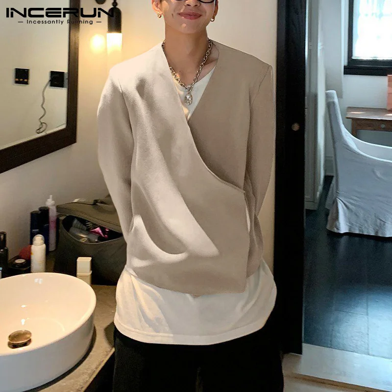 INCERUN Tops 2021 Fashionable Men's Lapel-neck Korean Style Blazer Solid Sets Casual Streetwear Oblique Placket Tie Suits S-5XL
INCERUN Tops 2021 Fashionable Men's Lapel-neck Korean Style Blazer Solid Sets Casual Streetwear Oblique Placket Tie Suits S-5XL