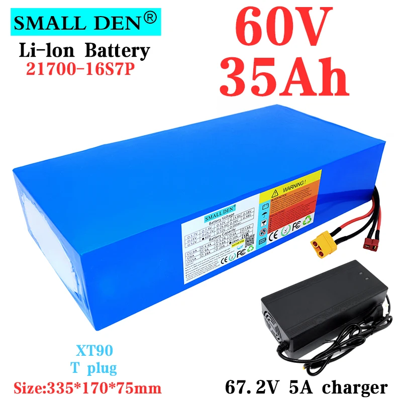 60V 35Ah 21700 Lithium battery pack 16S7P 1000-3000W High power 67.2v Electric bicycle Scooter Motorcycle ebike cells+5A Charger
60V 35Ah 21700 Lithium battery pack 16S7P 1000-3000W High power 67.2v Electric bicycle Scooter Motorcycle ebike cells+5A Charger