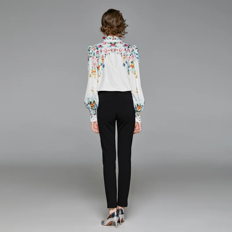 Women Spring Flowers Print Blouse Shirt Female White Elegant Single Breasted Lantern Sleeve Office Work Casual Lady Tops Blouses
Women Spring Flowers Print Blouse Shirt Female White Elegant Single Breasted Lantern Sleeve Office Work Casual Lady Tops Blouses