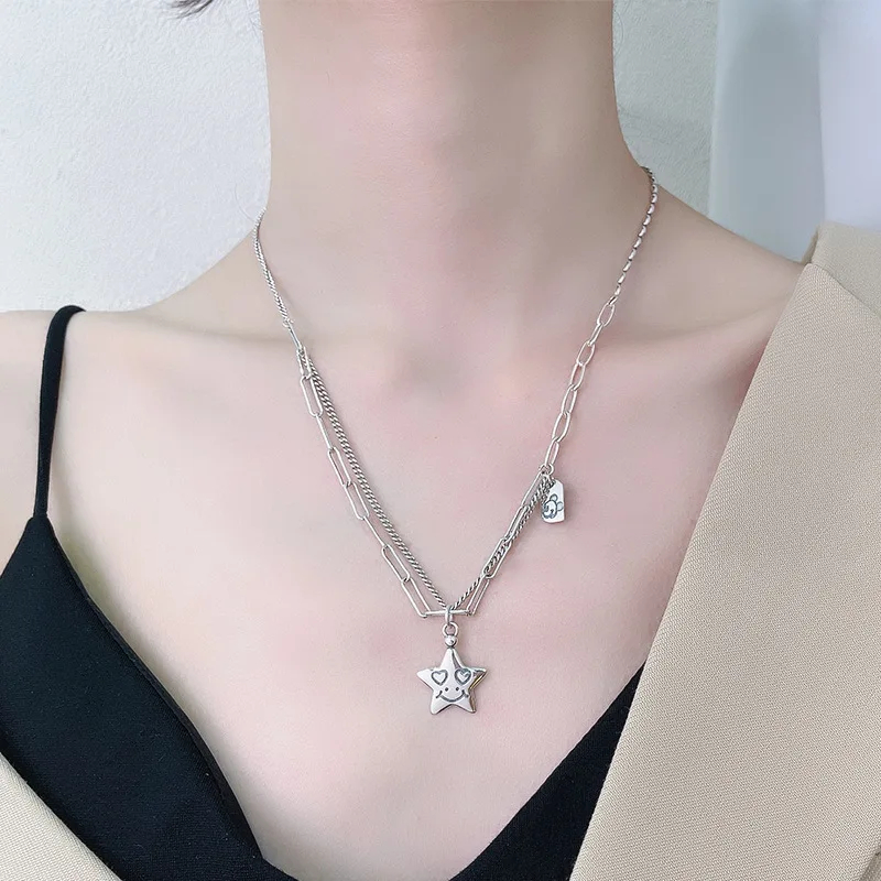 XM-funny S925 Sterling Silver Double Star Necklace Light Luxury Small Fashion All-match Sweater Chain Necklace Female Jewelry
XM-funny S925 Sterling Silver Double Star Necklace Light Luxury Small Fashion All-match Sweater Chain Necklace Female Jewelry