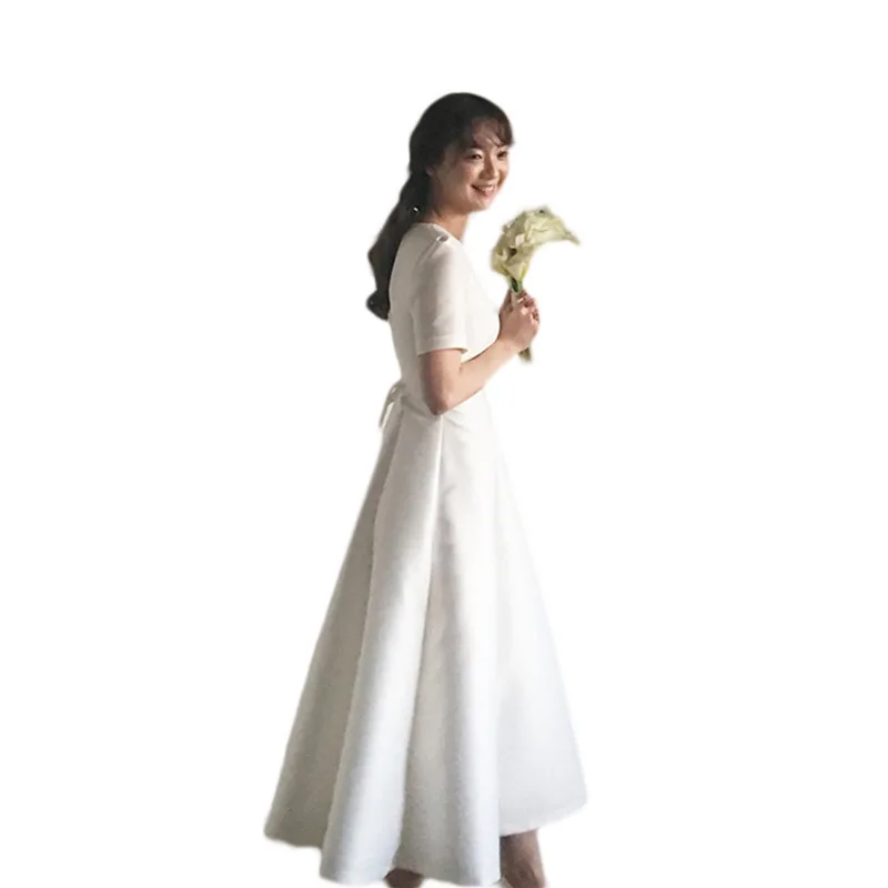 Wedding Dresses CR297 White A-Line Long Vestido De Noiva Solid V-Neck Elegant Dress Short Sleeve Formal Wedding Gowns 2020
Wedding Dresses CR297 White A-Line Long Vestido De Noiva Solid V-Neck Elegant Dress Short Sleeve Formal Wedding Gowns 2020