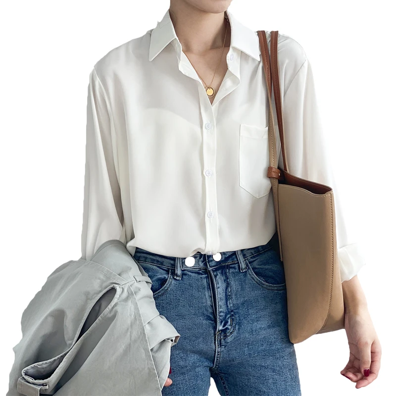Fashion Shirt Women 2021 Spring Autumn Blouse New Korean Chic Pure Color Temperament Long Sleeve Lapel Shirt Ladies Tops 75a
Fashion Shirt Women 2021 Spring Autumn Blouse New Korean Chic Pure Color Temperament Long Sleeve Lapel Shirt Ladies Tops 75a