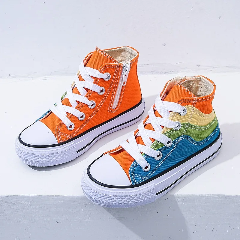 Children Canvas Shoes 2022 Spring Autumn Splicing Rainbow Kids Casual Shoes High-top Side Zipper Boys Girls Fashion School Shoes
Children Canvas Shoes 2022 Spring Autumn Splicing Rainbow Kids Casual Shoes High-top Side Zipper Boys Girls Fashion School Shoes