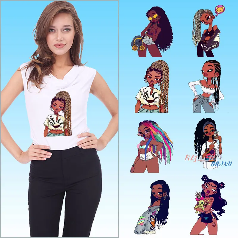 Cool Girl colourful hair Thermal Stickers Thermal transfer printing Iron On Transfers Applique on Clothes Vinyl Sticker
Cool Girl colourful hair Thermal Stickers Thermal transfer printing Iron On Transfers Applique on Clothes Vinyl Sticker