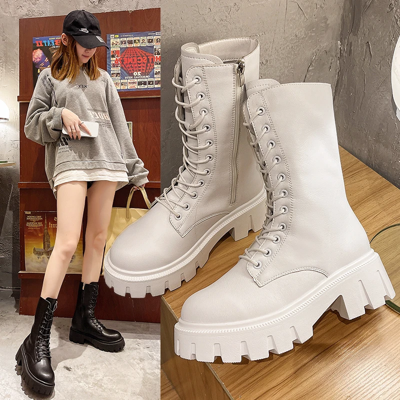 Chunky Platform Ankle Boots for Women 2021 Autumn Winter Warm Plush PU Leather Botas Mujer Thick Sole Lace Up Shoes Woman
Chunky Platform Ankle Boots for Women 2021 Autumn Winter Warm Plush PU Leather Botas Mujer Thick Sole Lace Up Shoes Woman