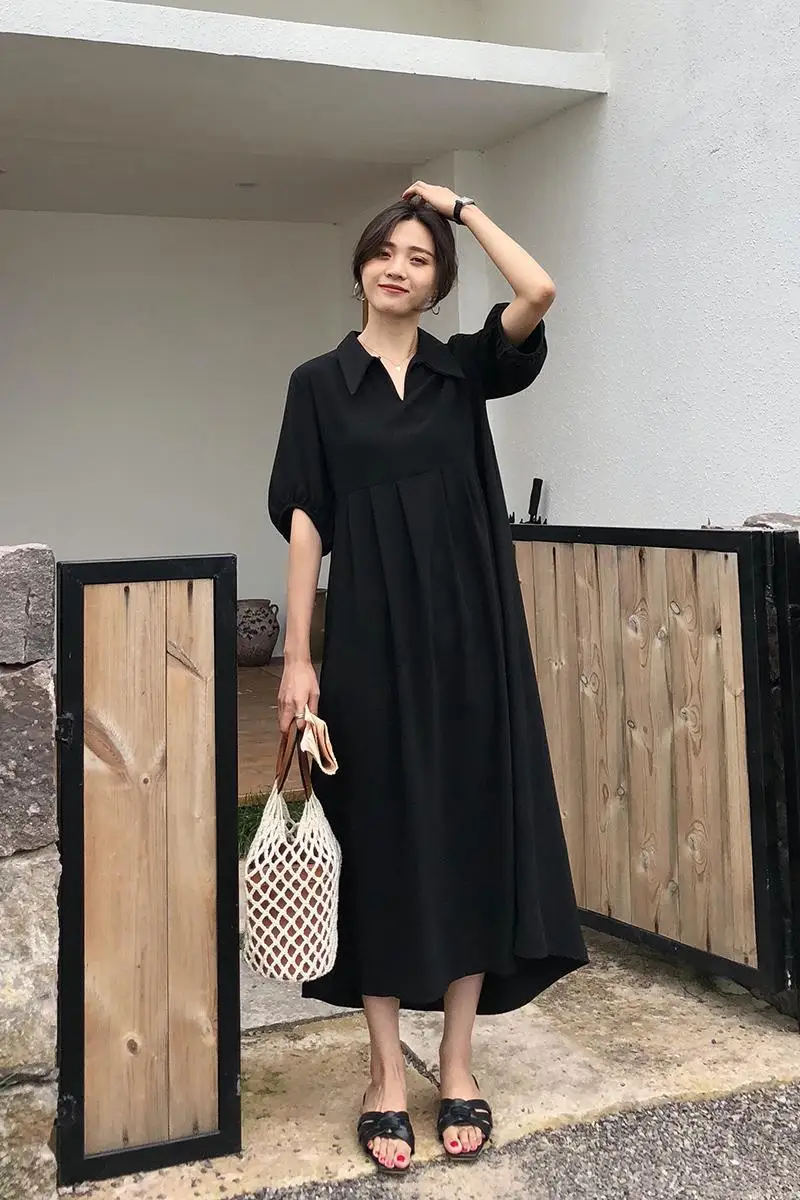 COIGARSAM 4XL Plus Size Loose Women dress New Summer Dresses Brief Black Long 914
COIGARSAM 4XL Plus Size Loose Women dress New Summer Dresses Brief Black Long 914