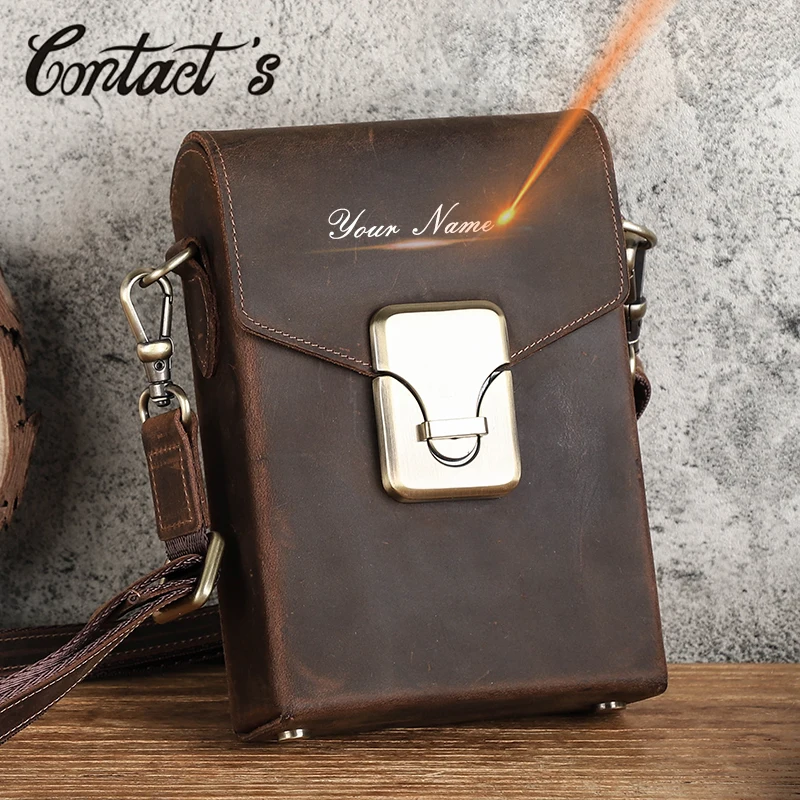 Contact's Free Engraving Causal Men Crossbody Bag Crazy Horse Leather Shoulder Bag Luxury Brand Male Handbags with Phone Pouch
Contact's Free Engraving Causal Men Crossbody Bag Crazy Horse Leather Shoulder Bag Luxury Brand Male Handbags with Phone Pouch