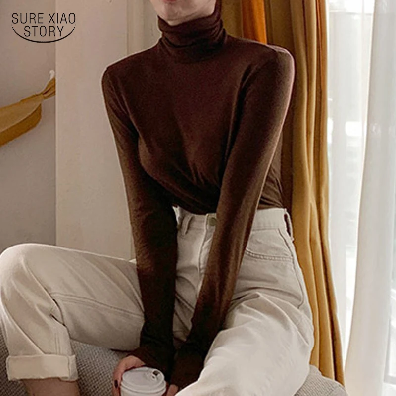 Autumn Casual Elegant Clothes Fashion Turtleneck Solid Thicken Bottom Shirt Women Winter Office Coffee Long-sleeve T-shirt 12259
Autumn Casual Elegant Clothes Fashion Turtleneck Solid Thicken Bottom Shirt Women Winter Office Coffee Long-sleeve T-shirt 12259