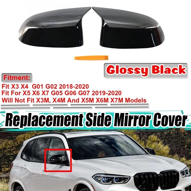 

2 шт., колпачки на боковые двери автомобиля для зеркала заднего вида BMW X3 G01 X4 G02 X5 G05 X6 G06 X7 G07 2018-2021 м