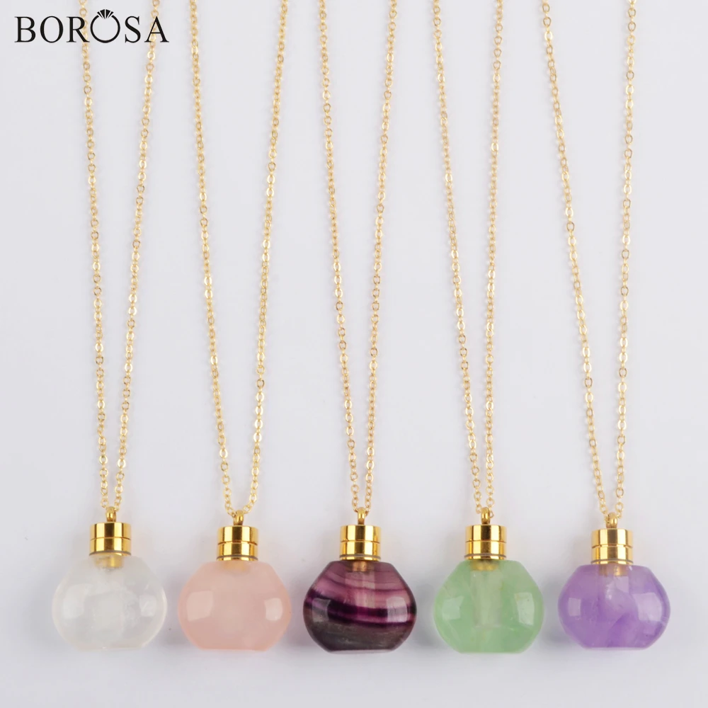 BOROSA Clear Crystal Essential Oil Bottle Pendant Necklace Fluorite Amethysts Perfume Bottle Pendant Necklace for Women G1978
BOROSA Clear Crystal Essential Oil Bottle Pendant Necklace Fluorite Amethysts Perfume Bottle Pendant Necklace for Women G1978
