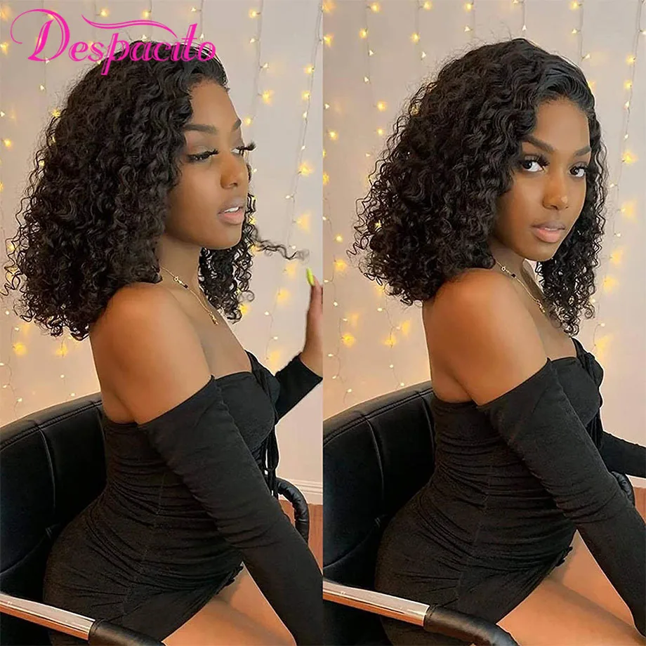 

8-16Inches Short Bob Lace Closure Wig Brazilian Cheap Human Hair Wigs With Free Shipping 4x1 Water Wave Kinky Curly Deep Wave