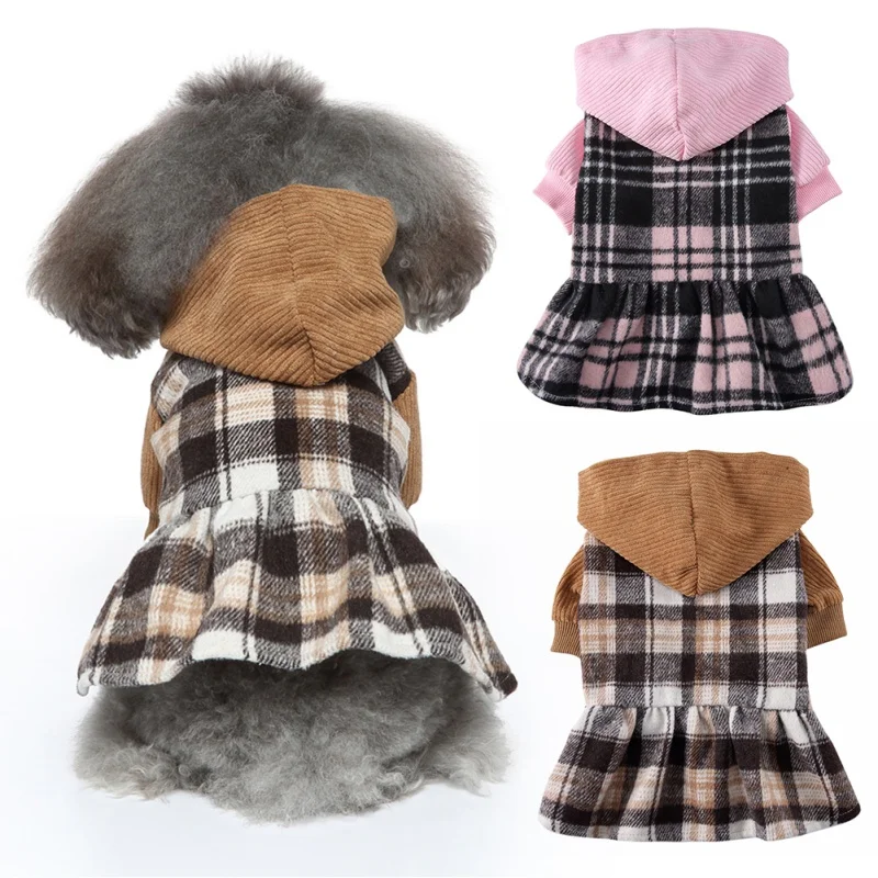 Winter Dog Hooded Dresses Fleece Pet Clothes Plaid Hoodies Apparel Warm Cat Puppy Coat Sweater Dress Skirt Clothing
Winter Dog Hooded Dresses Fleece Pet Clothes Plaid Hoodies Apparel Warm Cat Puppy Coat Sweater Dress Skirt Clothing