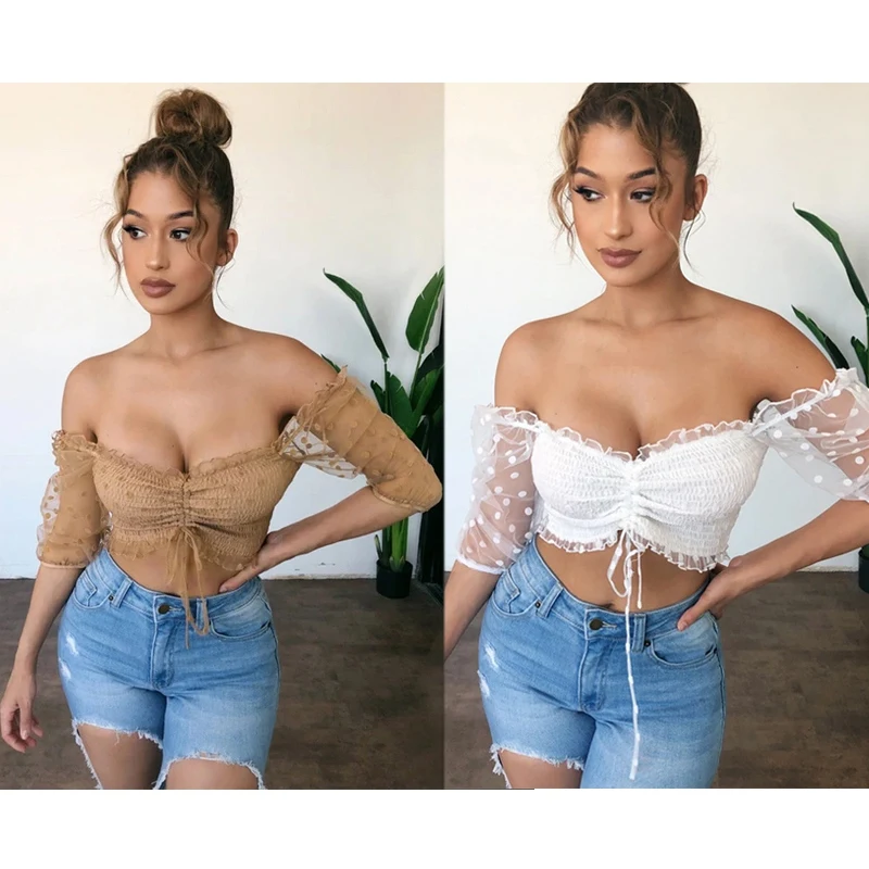 Off Shoulder Polka Dot Puff Sleeve Chiffon Blouse Shirts Summer Backless Drawstring Ruched Crop Tops Blouse
Off Shoulder Polka Dot Puff Sleeve Chiffon Blouse Shirts Summer Backless Drawstring Ruched Crop Tops Blouse