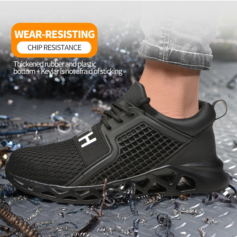 

New Fly Woven Mesh Safety Shoes for Construction Site Anti-smashing Anti-piercing Safety Shoes Lightweight Work Shoes for Men