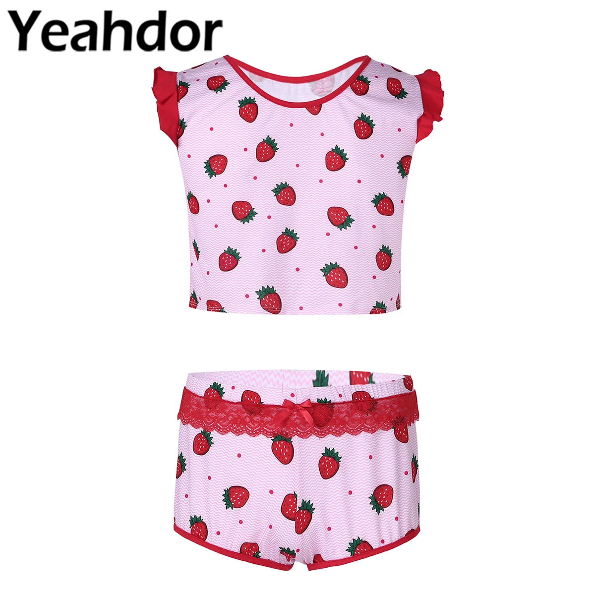 Men Sissy Strawberry Print Casual Outfit Set Sleepwear Round Neck Fly Sleeve Top Shorts with Lace Suit Gay Nightwear Homewear
Men Sissy Strawberry Print Casual Outfit Set Sleepwear Round Neck Fly Sleeve Top Shorts with Lace Suit Gay Nightwear Homewear