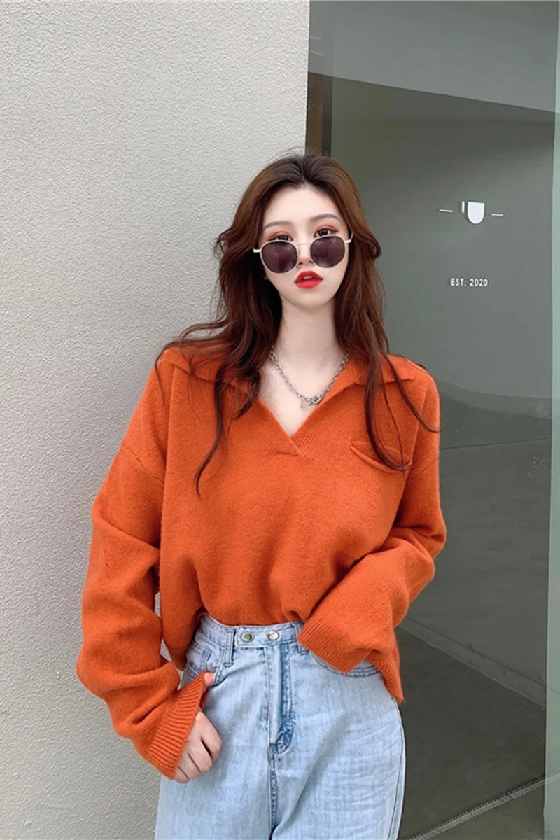 Loose long-sleeved sweater top women's spring and autumn new v-neck retro sweater fall 2020 women
Loose long-sleeved sweater top women's spring and autumn new v-neck retro sweater fall 2020 women