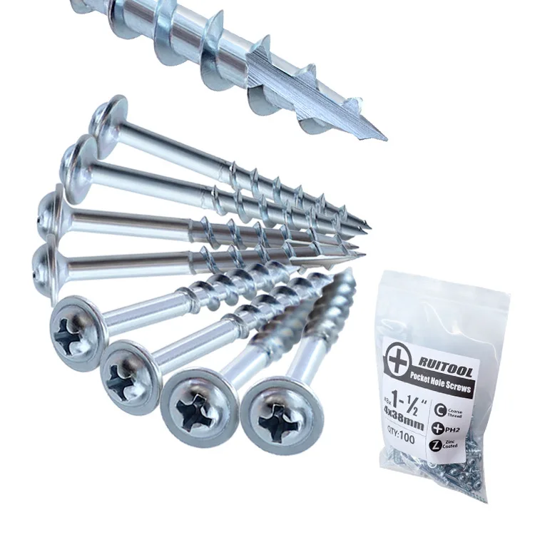 100pcs Pocket Hole Screws 25-63mm Coated Cross Self Tapping Screw ST4 Drive Screw Pocket Hole Jig System Woodworking Tool
100pcs Pocket Hole Screws 25-63mm Coated Cross Self Tapping Screw ST4 Drive Screw Pocket Hole Jig System Woodworking Tool