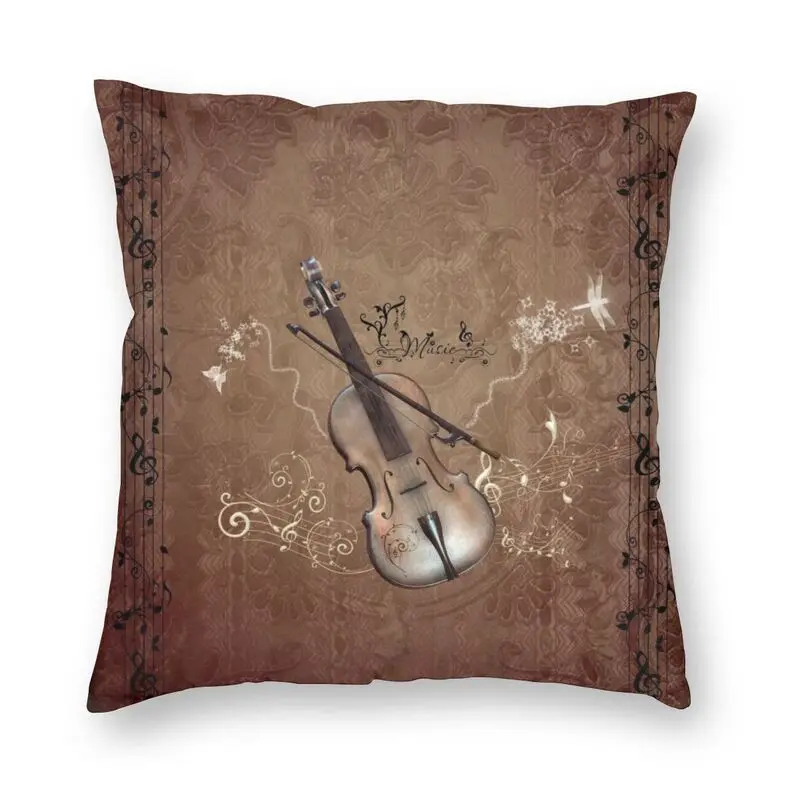 

Violin Music Notes Cushion Covers Sofa Decoration Musician Gift Square Pillow Case 45x45cm