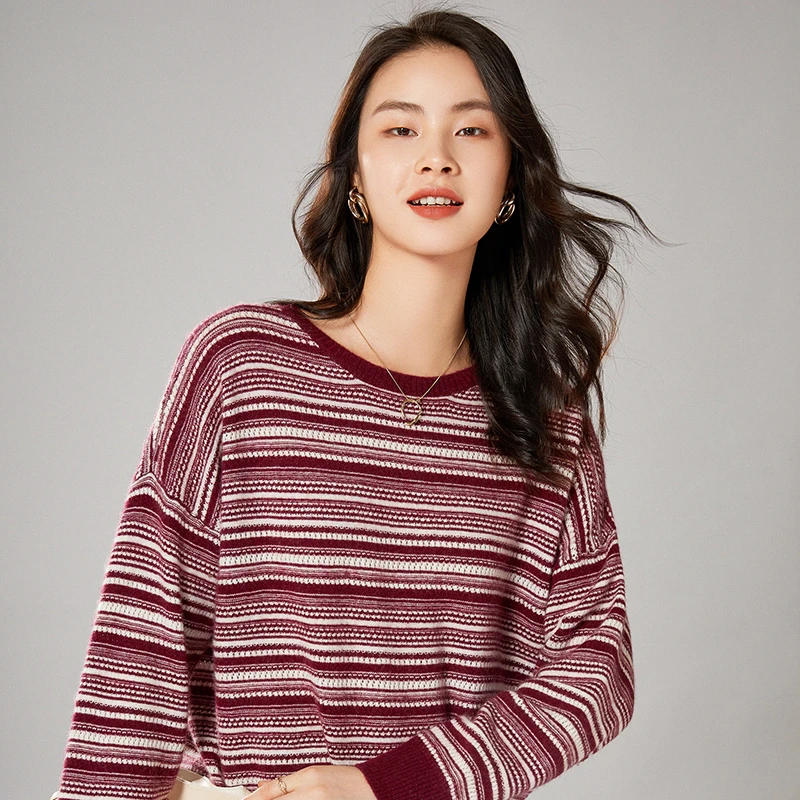 Women Sweaters Knitted Pullovers 2021 New Elegant O-Neck Chic Pullover Striped Jumper Female 100% Pure Wool Warm Soft Tops
Women Sweaters Knitted Pullovers 2021 New Elegant O-Neck Chic Pullover Striped Jumper Female 100% Pure Wool Warm Soft Tops