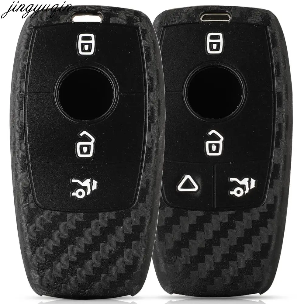 Jingyuqin Remote Car Key Case Carbon Silicone Cover For Mercedes Benz A-class 2016 E200 E300 E350 E450 2016-2020 3/4 Buttons
Jingyuqin Remote Car Key Case Carbon Silicone Cover For Mercedes Benz A-class 2016 E200 E300 E350 E450 2016-2020 3/4 Buttons