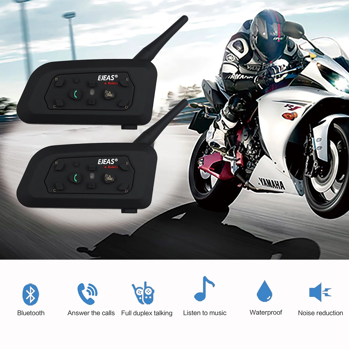 Motorcycle Helmet Wireless Bluetooth Intercom High-power Headset 6 Riders 1200m Waterproof Interphone Moto Car Accessories Ship
Motorcycle Helmet Wireless Bluetooth Intercom High-power Headset 6 Riders 1200m Waterproof Interphone Moto Car Accessories Ship