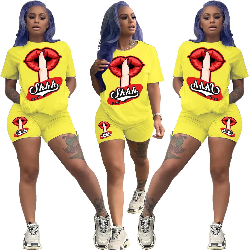 2021 Fashion Women's Sportswear Cartoon Tops T Shirts Lips Pants Clothes Women's Costume Summer Clothes Pant Suits Dress Suits
2021 Fashion Women's Sportswear Cartoon Tops T Shirts Lips Pants Clothes Women's Costume Summer Clothes Pant Suits Dress Suits