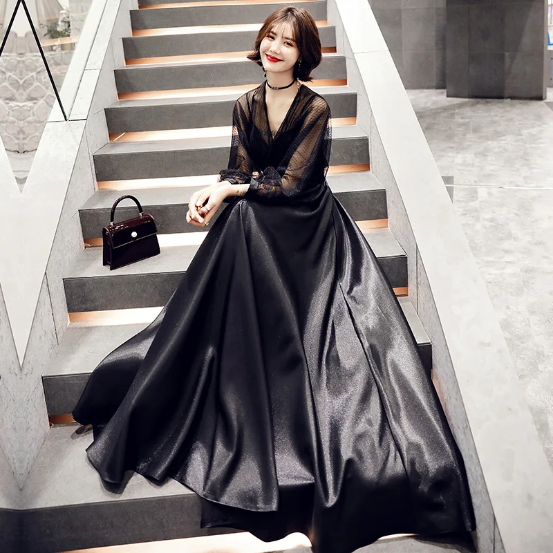 Women Black Sexy Backless Long Evening Dresses Banquet Elegant Floor-length Party Prom Dress Robe De Soiree
Women Black Sexy Backless Long Evening Dresses Banquet Elegant Floor-length Party Prom Dress Robe De Soiree