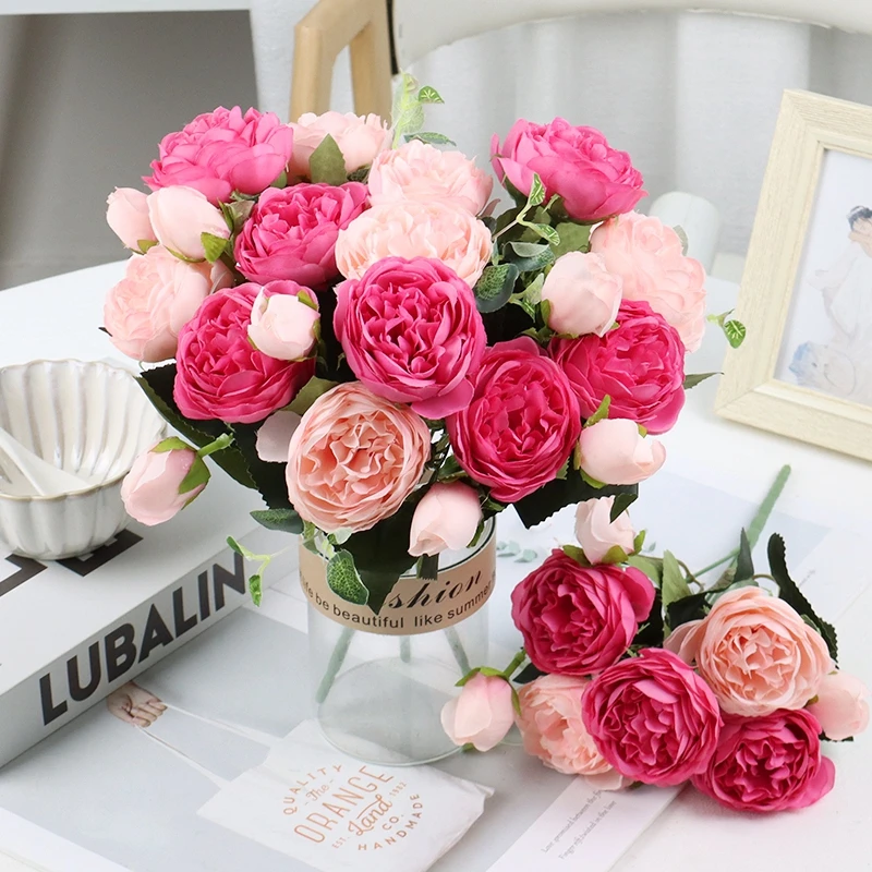 Artificial Flowers Silk Rose Peony 5 Big Head 4 Bud Wedding Home Living Room DIY Party Valentine's Day Gift Decoration Plant
Artificial Flowers Silk Rose Peony 5 Big Head 4 Bud Wedding Home Living Room DIY Party Valentine's Day Gift Decoration Plant