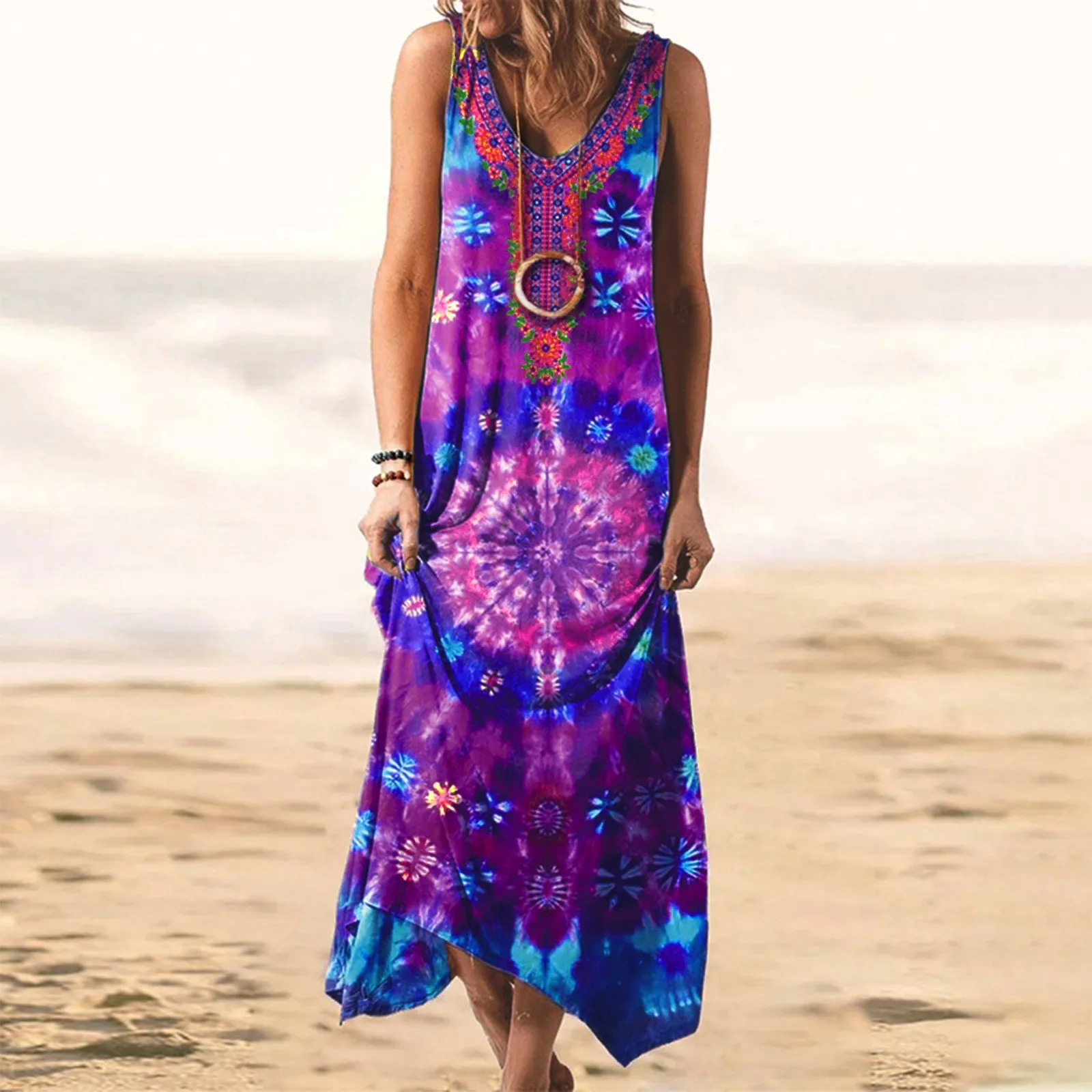 Dresses For Women 2021casual Print Multicolor Loose Long Fashion Vest Dress Robe Femme Beachwear Maxi Beach Dresses
Dresses For Women 2021casual Print Multicolor Loose Long Fashion Vest Dress Robe Femme Beachwear Maxi Beach Dresses