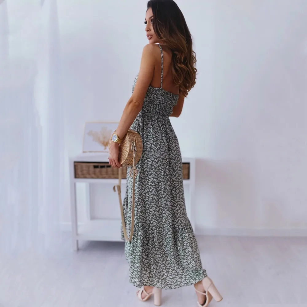 Fashion Sleeveless Backless Large Floral Vestid Women Summer 2021 Spaghetti Strap Boho Elegant Long Casual Dresses For Women
Fashion Sleeveless Backless Large Floral Vestid Women Summer 2021 Spaghetti Strap Boho Elegant Long Casual Dresses For Women