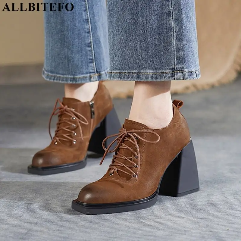 ALLBITEFO Size 34-41 Lace-up Thick Heel Fashion High Quality Genuine Leather Women's Shoes Girls High Heels Women Heels Shoes
ALLBITEFO Size 34-41 Lace-up Thick Heel Fashion High Quality Genuine Leather Women's Shoes Girls High Heels Women Heels Shoes