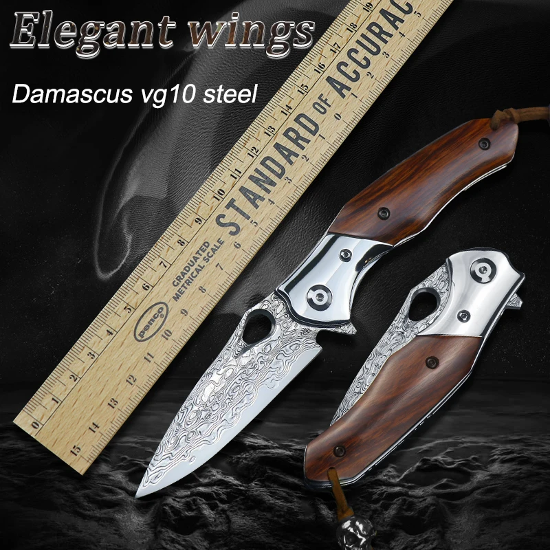Тактический нож, карманный складной клинок из дамасской стали VG10, для кемпинга, охоты 
Тактический нож, карманный складной клинок из дамасской стали VG10, для кемпинга, охоты