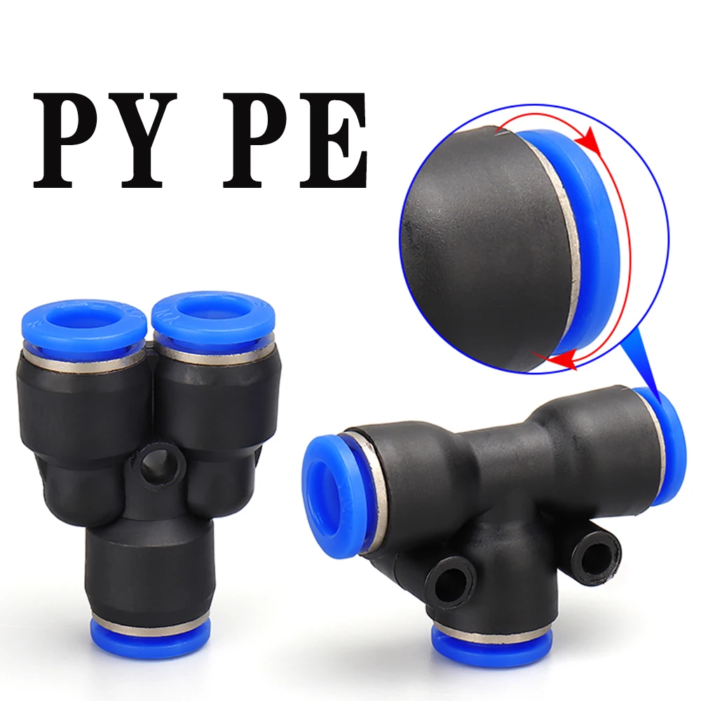 PE PY three-way pneumatic quick coupling OD4 6 8 10 12 14 16mm hose plug-in quick coupling adapter air compressor accessories 
PE PY three-way pneumatic quick coupling OD4 6 8 10 12 14 16mm hose plug-in quick coupling adapter air compressor accessories