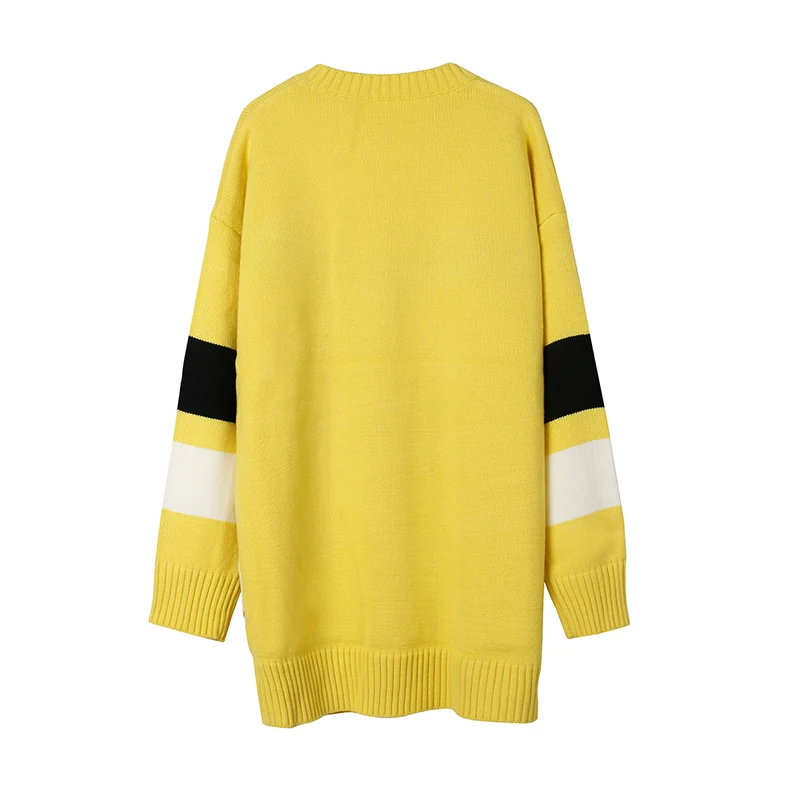 European station sweater 2019 autumn and winter loose thin color matching long sweater skirt female wild shirt sweaters 
European station sweater 2019 autumn and winter loose thin color matching long sweater skirt female wild shirt sweaters