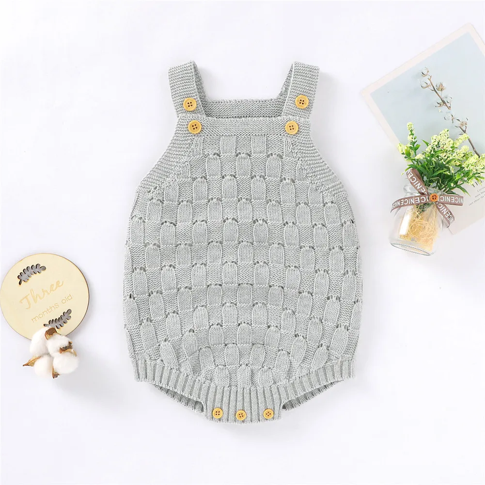 Newborn Baby Girls Boys Bodysuit Cotton Sleeveless Sling Loose Solid Color Button Closure Knitted Patchwork Jumpsuit 2020 Winter
Newborn Baby Girls Boys Bodysuit Cotton Sleeveless Sling Loose Solid Color Button Closure Knitted Patchwork Jumpsuit 2020 Winter