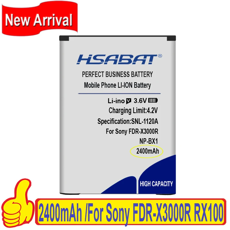 Топ бренд 100% Новинка 2400 мАч NP-BX1 батарея для Sony FDR-X3000R RX100 AS100V AS300 HX400 HX60 AS50 WX350 AS300V -